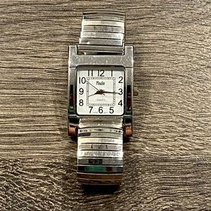 🧡4/$15 EUC Vintage Silver Moulin Watch. Working! New Battery!